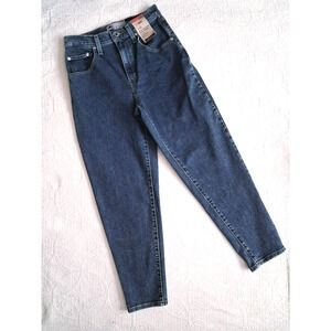 Levi's Silver Tab High Waisted Mom Jeans Tapered Leg Dark Wash 27 x 27